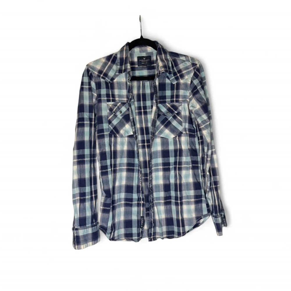 Men's American Eagle Outfitters Blue Plaid Button Down Shirt S